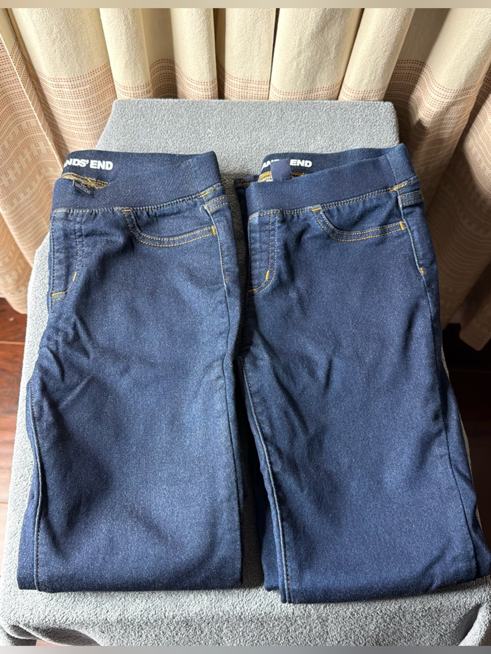Lands' End Girls Navy Elastic Waist Stretch Jeans